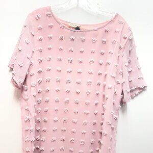 Light Pink Swiss Dot Top XL | Anna Caci Textured Blouse for Women